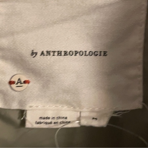 Anthropologie Quilted Sherpa Collar Khaki Green Shacket Cropped Size Medium - Picture 8 of 8